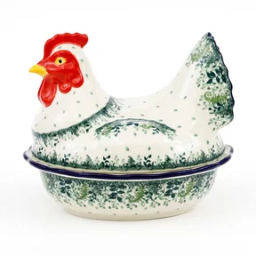 Pojemnik kura D43 h-20,5 cm <br> 2206X Zielone paprocie